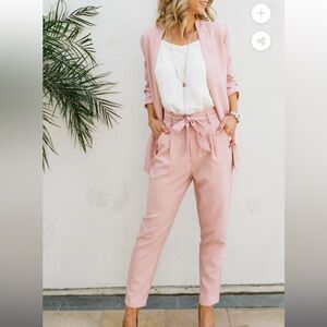 Pink Blazer and Pants 2 Piece Set